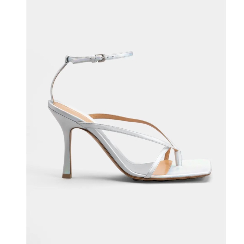 Bottega Venetta Multi Strap Iridescent Stretch High-Heel Sandals